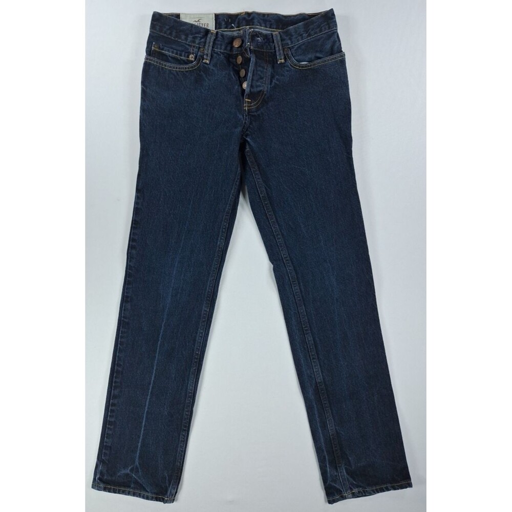 Hollister Jeans Mens 28x30 Blue Slim Straight Low Rise Button Fly Denim